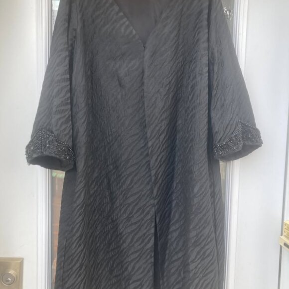 Vtg 1950 black taffeta cape womens opera coat sz Large - Picture 8 of 11